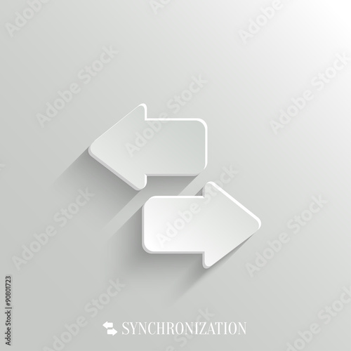 Synchronization icon - vector white app button