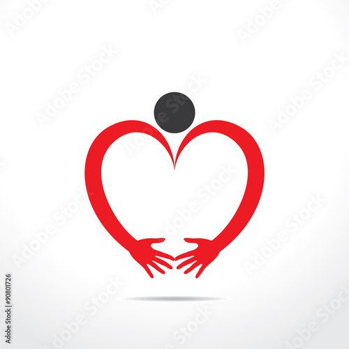 creative heart shape design,men make heart shape by hand concept vector