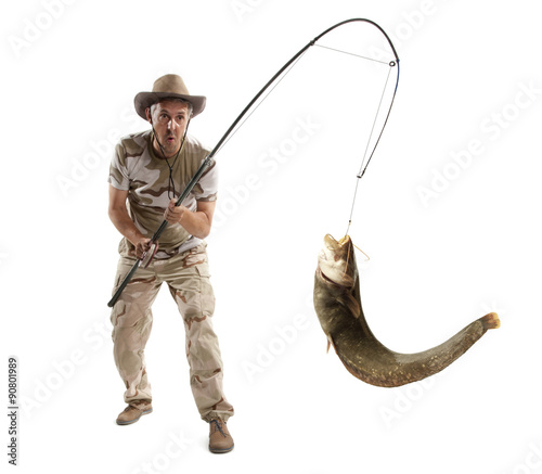 Fisherman with big river catfish