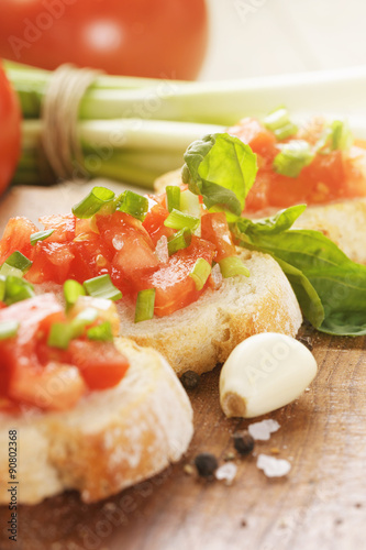 homemade bruschetta with tomatoes