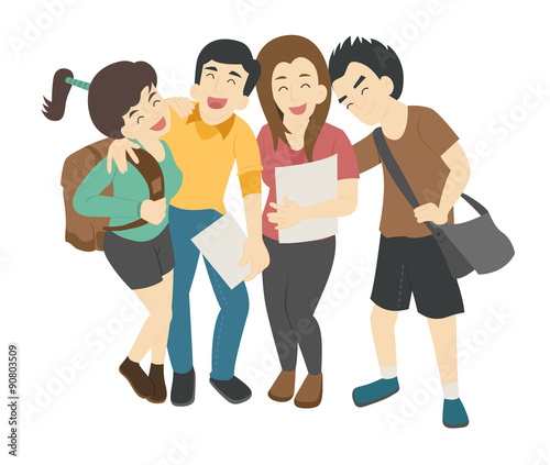 Group of smiling teenage students