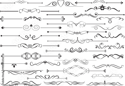 Set of decorative calligraphic elements for editable and design.