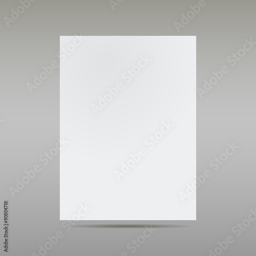 White sheet of paper on gray background