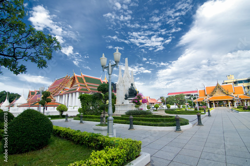 Thai architecture: Wat Ratchanadda, Loha Prasat and Traditional Thai pavilion, Bangkok, Thailand. photo