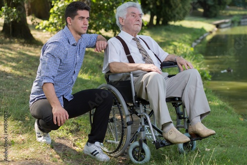 Retired person and male carer