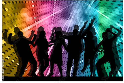 Dancing people silhouettes