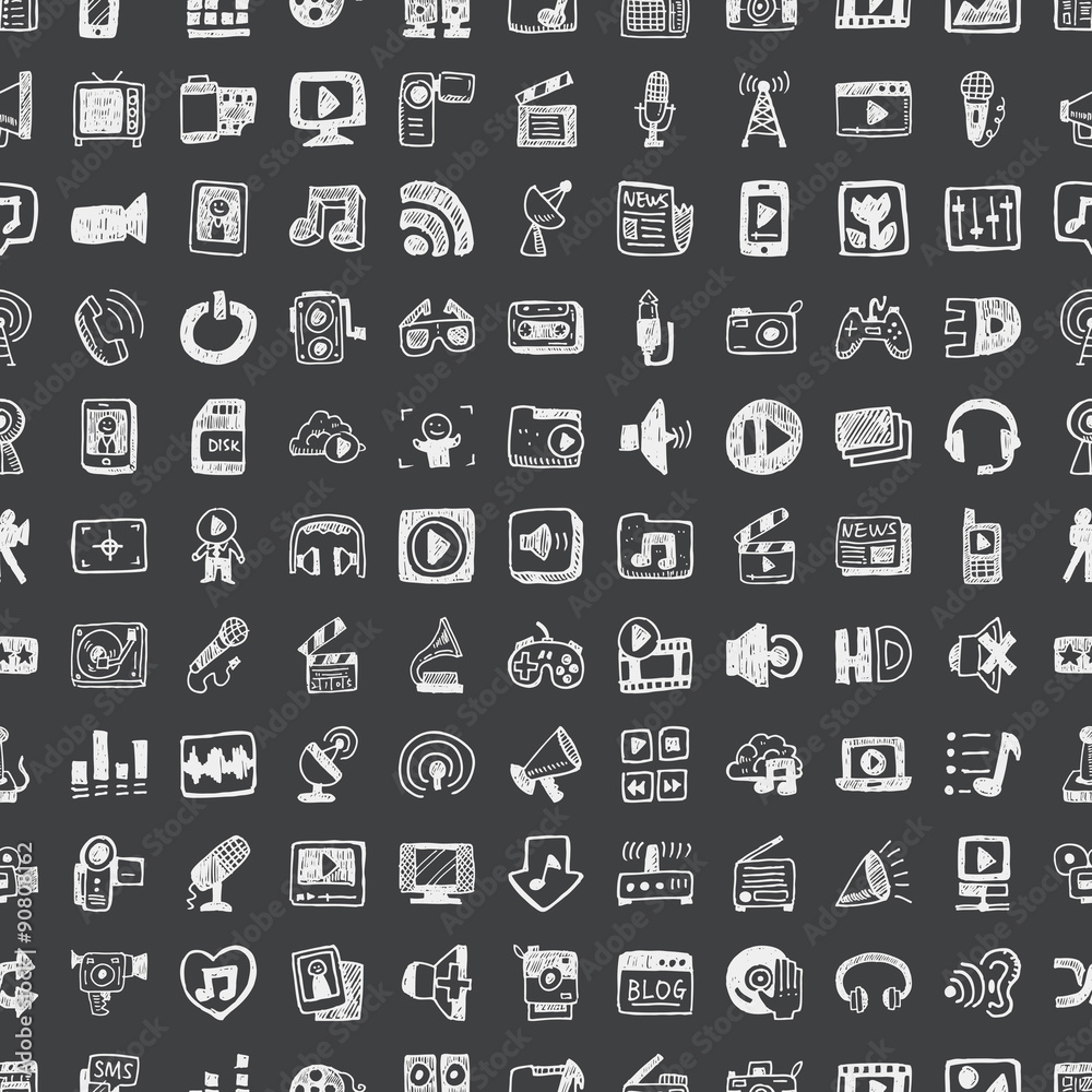 doodle media, seamless pattern background