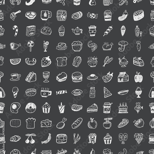 doodle food, seamless pattern background