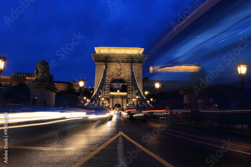 Chain bridge Budapest Hungary in the night 