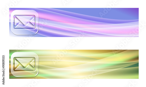 Set of two banners with waves and transparent envelope