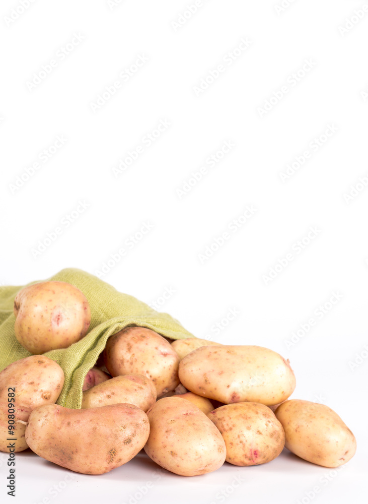 bag with crumbled potato isolated on white background bag with crumbled potato isolated on white background
