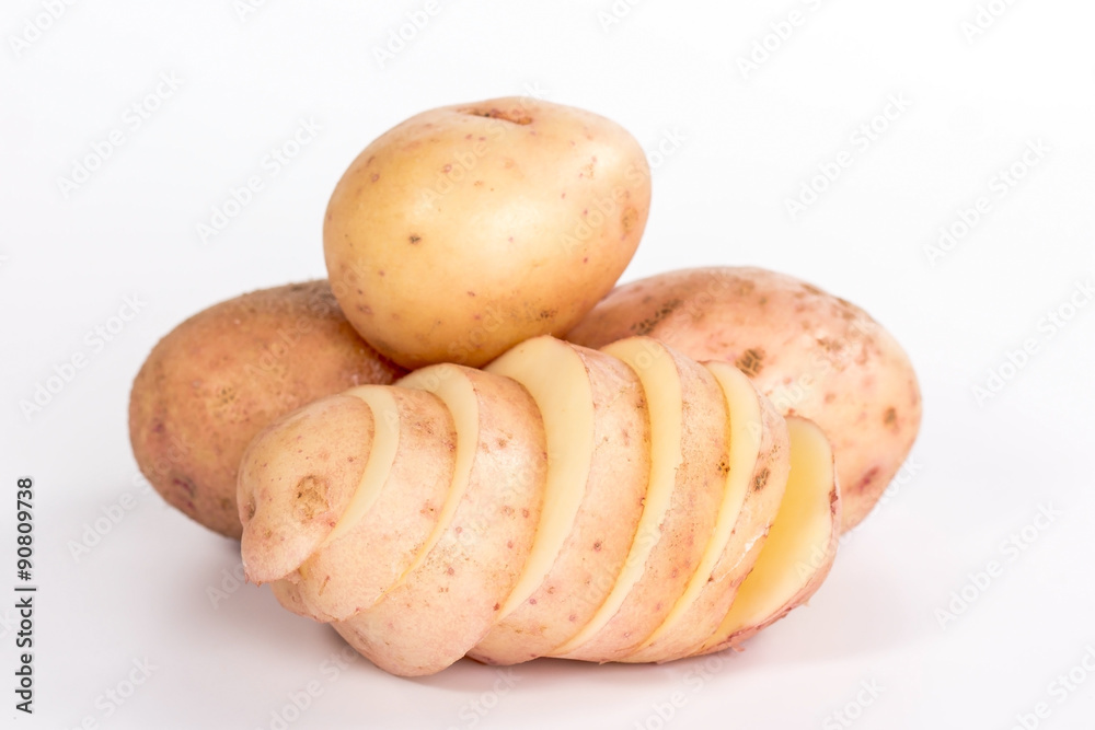 pile of slice potato isolated on white background pile of slice potato isolated on white background