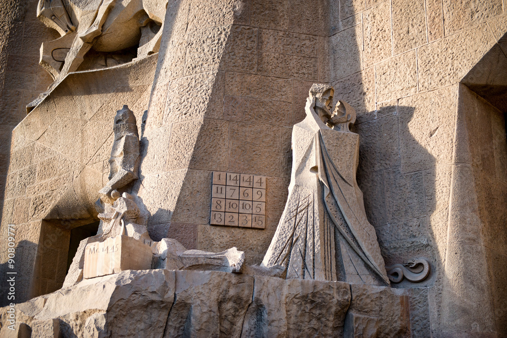 Naklejka premium Passion Facade Detail at Sagrada Familia Church