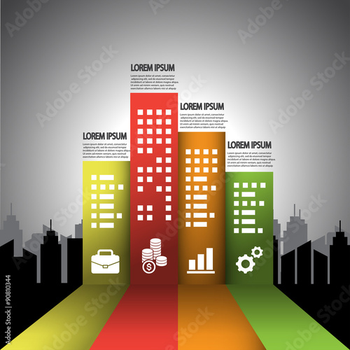  infographic Template with buliding for business concept vector