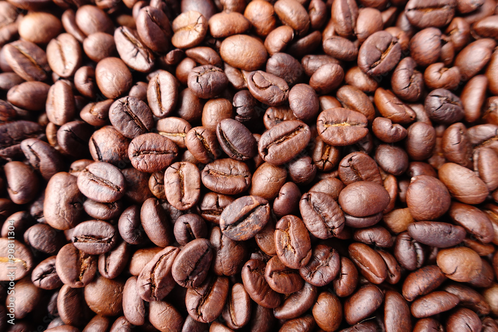 Close up of coffee beans background Close up of coffee beans background
