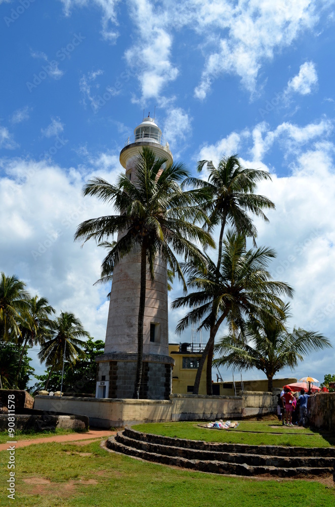 galle fort lighthous and palm trees