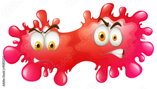 Red splash with angry faces