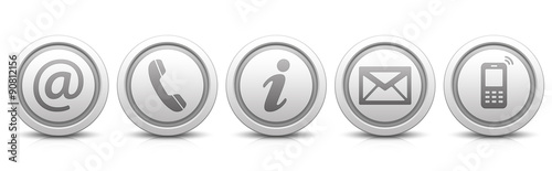 Contact Us – Set of light gray buttons with reflection
