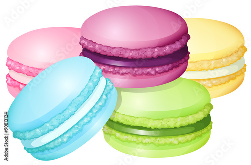 Colorful macaron on white