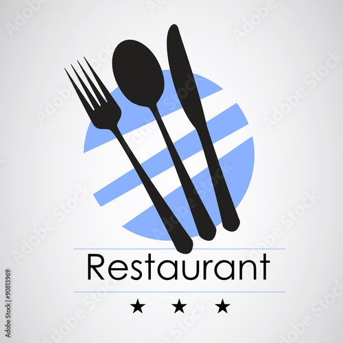 Logo restaurant with three kitchen cutlery