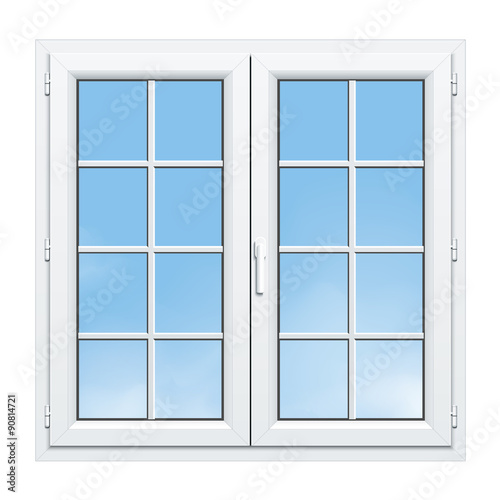 Fenêtre PVC 2 vantaux avec croisillons blancs Stock Vector | Adobe Stock