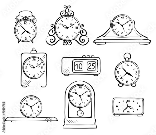 Set of illustrations - old watch