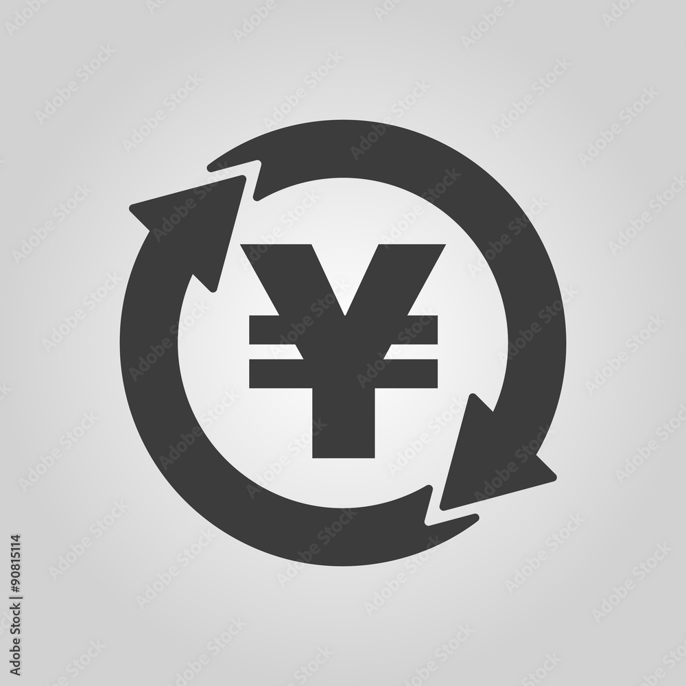 The currency exchange yen icon. Cash and money, wealth, payment symbol. Flat The currency exchange yen icon. Cash and money, wealth, payment symbol. Flat
