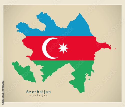 Modern Map - Azerbaijan flag colored AZ