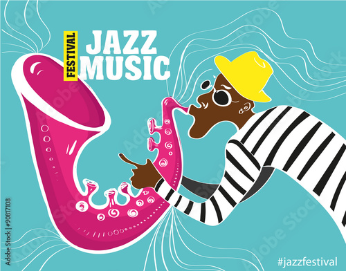 illustration of a Jazz poster with saxophonist