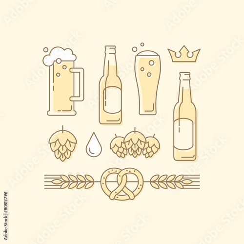 Beer, design elements set. Vector illustration.