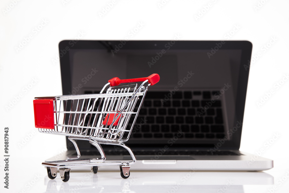 Online shopping concept, Computer background Online shopping concept, Computer background