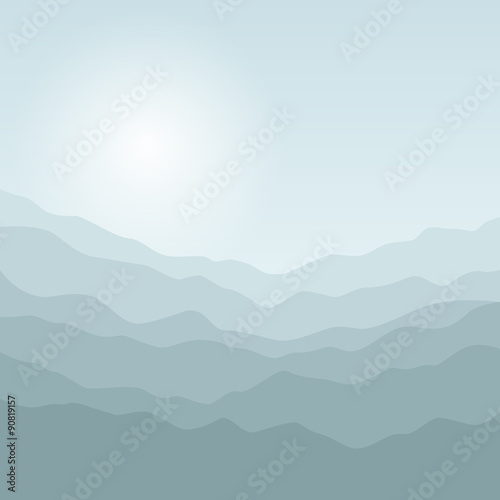 Silhouette of the Mountains  at Sunrise