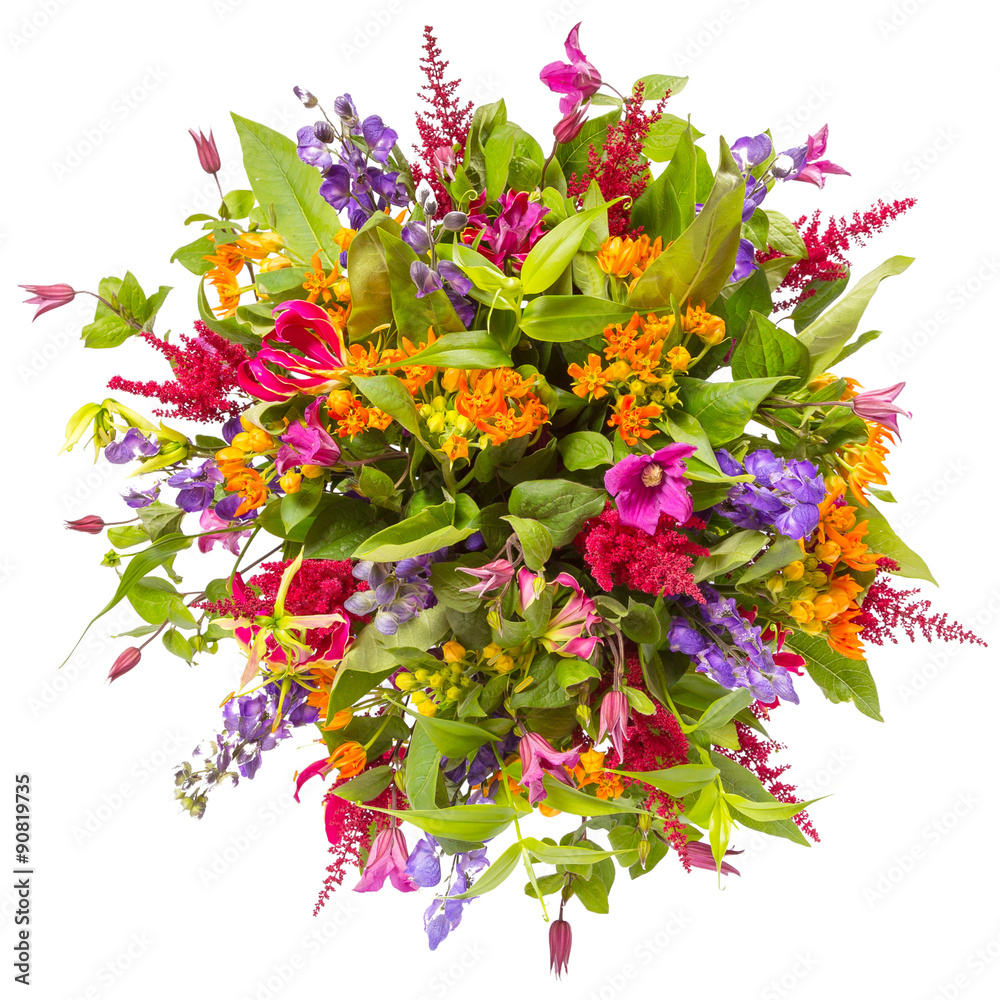 Bouquet of flowers top view isolated on white Stock Photo Adobe Stock