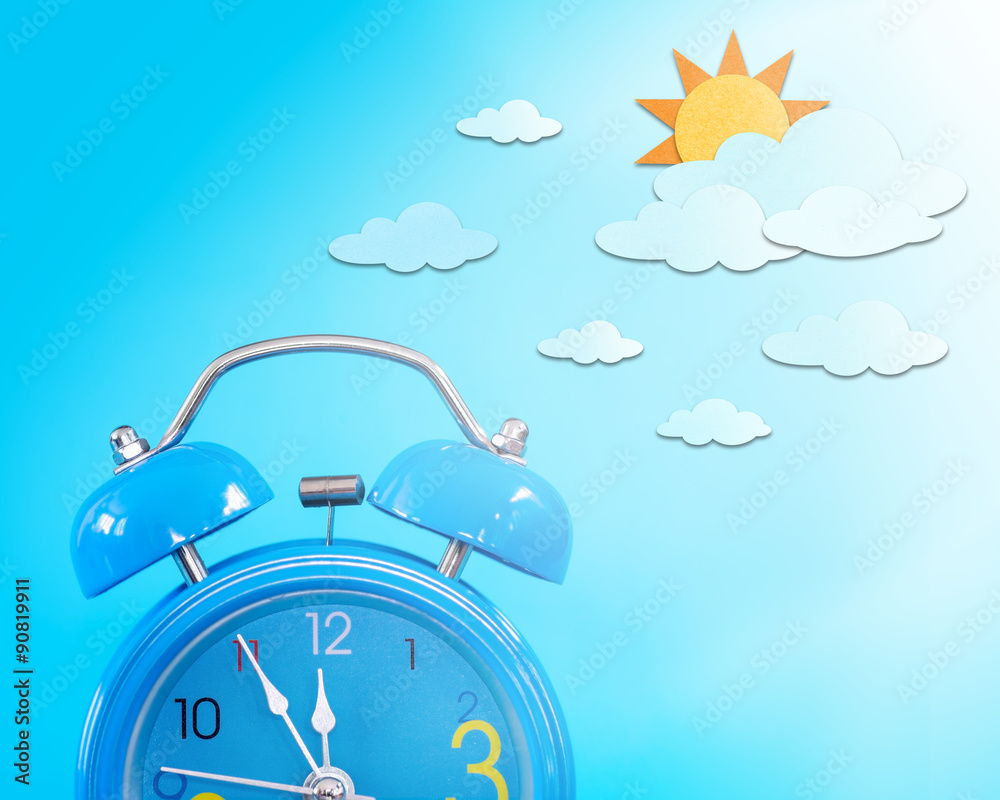 Alarm clock and paper craft, Day Sky Alarm clock and paper craft, Day Sky