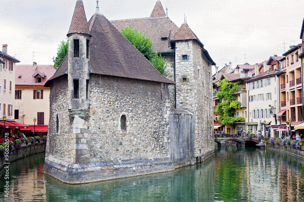 Palais de l'isle, beautiful town square. Annecy is known to be c Stock