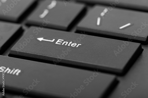 Black computer keyboard close up, enter button
