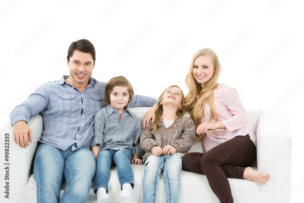 Happy family Isolated on white.