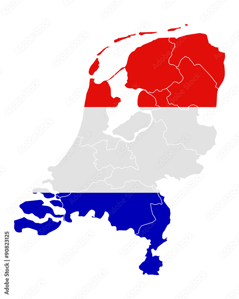Obraz premium Karte und Fahne der Niederlande
