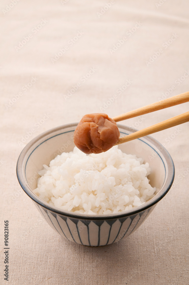 梅干しの乗せてあるご飯