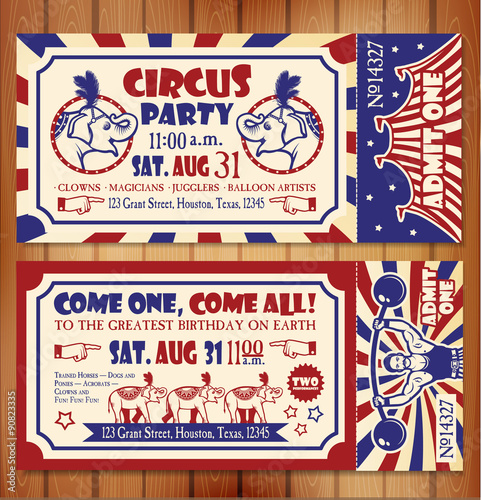 Birthday card with Circus Ticket