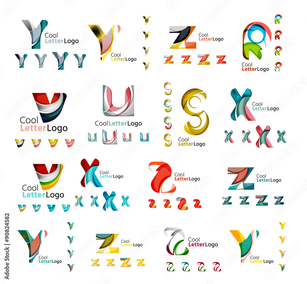 Obraz premium Set of colorful abstract letter corporate logos created with