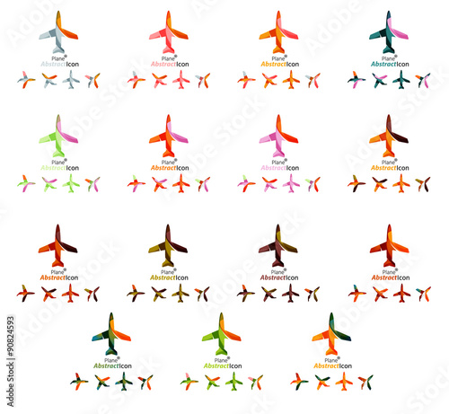 Set of color airplane logo icons