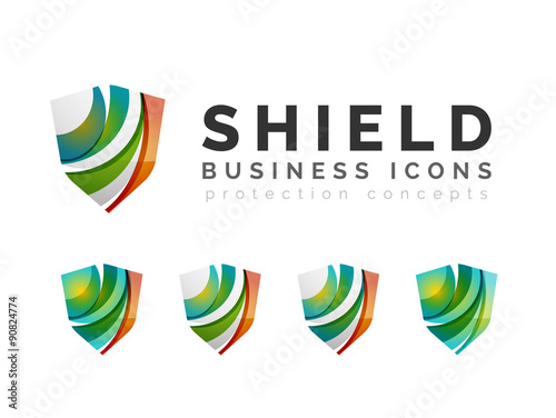 Set of protection shield logo concepts