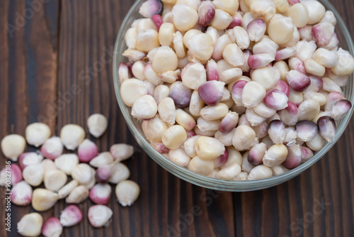 corn on wooden background photo