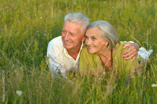 Senior couple lying on  grass © aletia2011