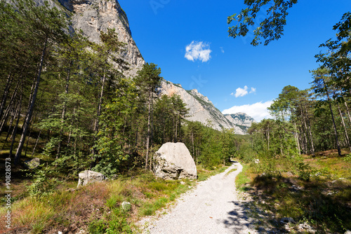 Trail in Sarca Valley - Trentino Italy / Footpath and mountain bike trail near Arco and the Garda Lake in Sarca Valley (Valle del Sarca) in Trentino Alto Adige, Italy, Europe