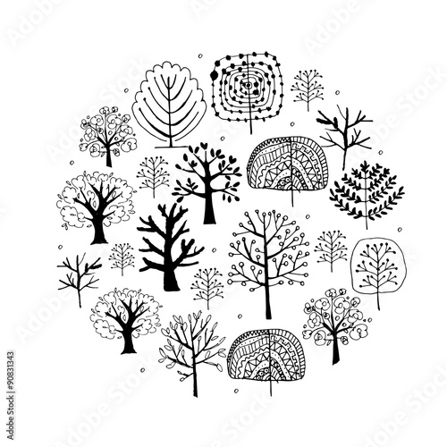 Trees collection, sketch for your design