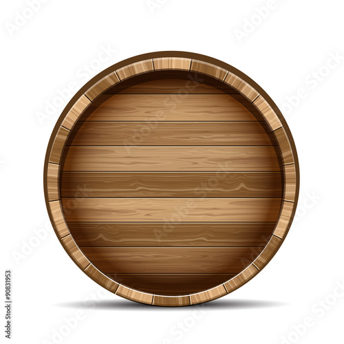 Wooden barrel isolated on white background.
