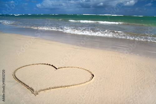 Valentines heart on sand of beach