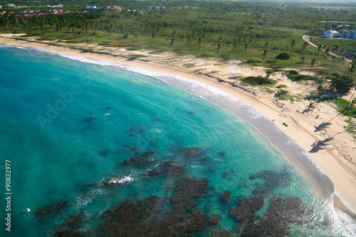 Caribbean sea from helicopter view, Dominican Republic 